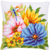 DIY Cross stitch cushion kit Colourful spring flowers