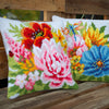 DIY Cross stitch cushion kit Colourful spring flowers