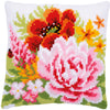 DIY Cross stitch cushion kit Colourful flowers