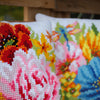 DIY Cross stitch cushion kit Colourful flowers