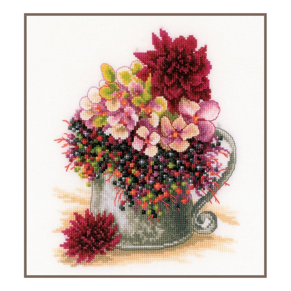 DIY Counted cross stitch kit Pink blush bouquet