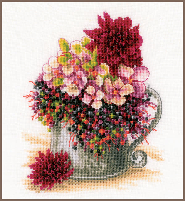 DIY Counted cross stitch kit Pink blush bouquet