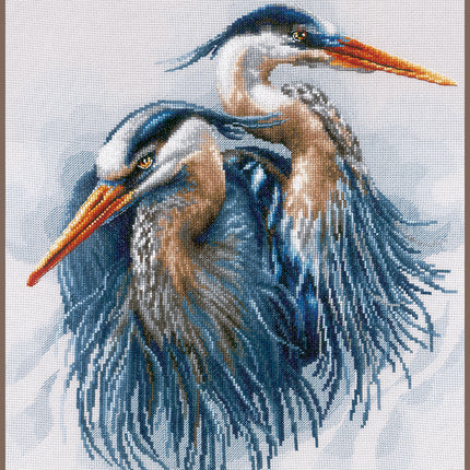 DIY Counted cross stitch kit Great blue herons