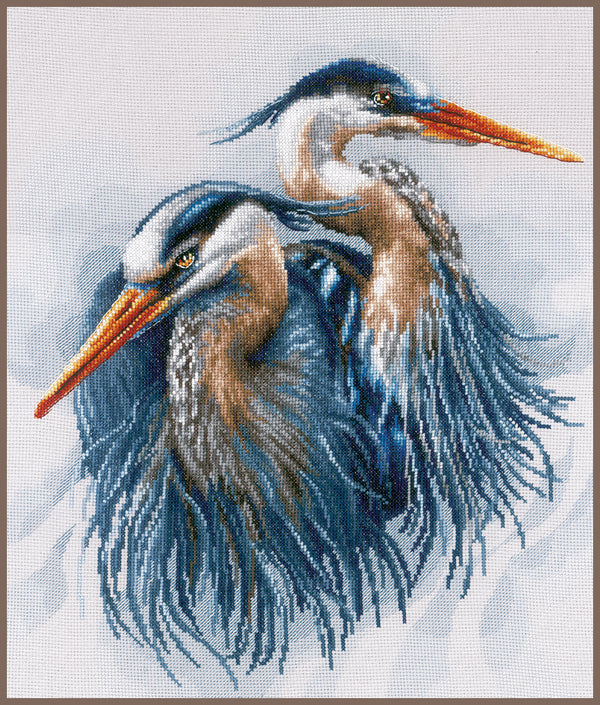 DIY Counted cross stitch kit Great blue herons