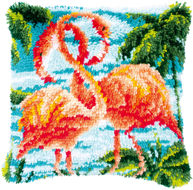 DIY Latch Hook Cushion Kit "Flamingos"