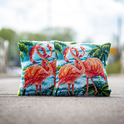 DIY Latch Hook Cushion Kit "Flamingos"