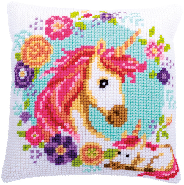 DIY Cross stitch cushion kit Mother and baby unicorn