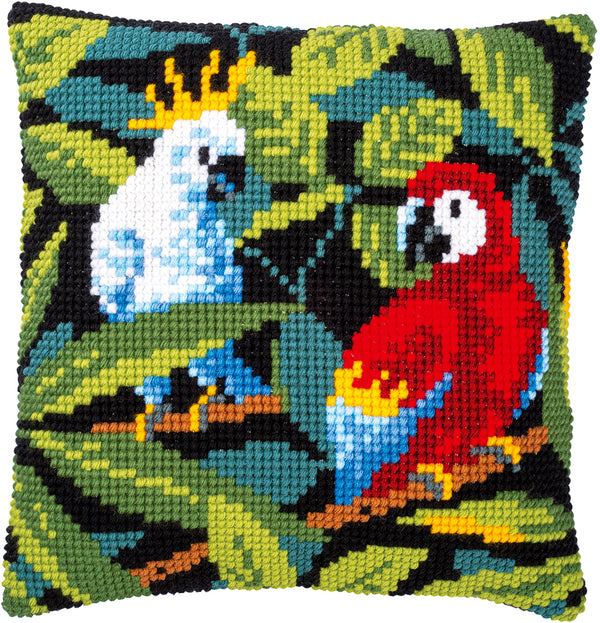 DIY Cross stitch cushion kit Tropical birds