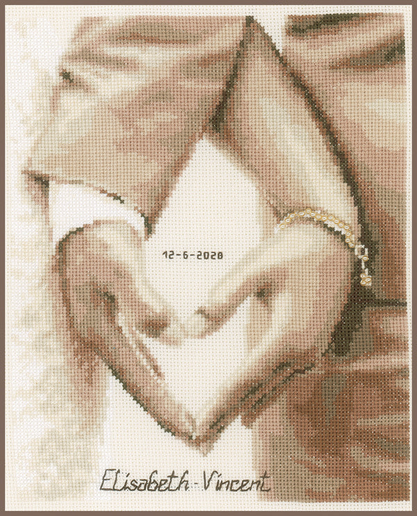 DIY Counted cross stitch kit Heart of the newlyweds 21 x 26 cm / 8.4