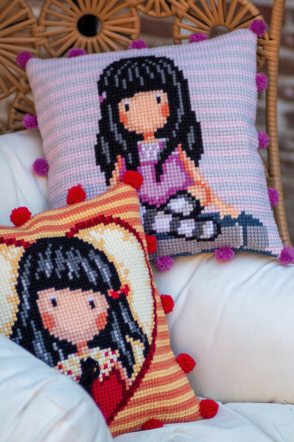 DIY Cross stitch cushion kit Gorjuss Time to fly