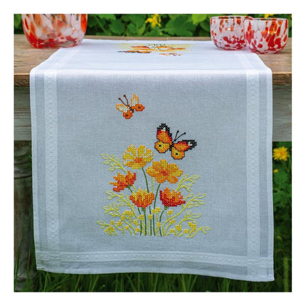 DIY Table Runner kit "Table runner kit Orange flowers and butterflies"