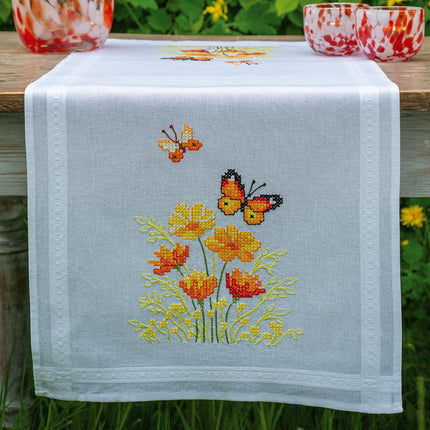 DIY Table Runner kit "Table runner kit Orange flowers and butterflies"