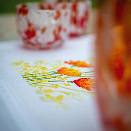 DIY Table Runner kit "Table runner kit Orange flowers and butterflies"