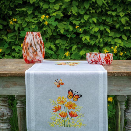 DIY Table Runner kit "Table runner kit Orange flowers and butterflies"