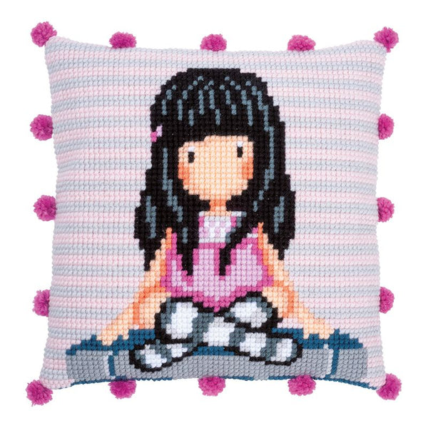 DIY Cross stitch cushion kit Gorjuss The words