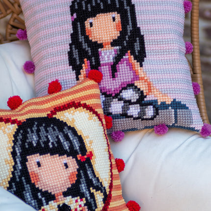 DIY Cross stitch cushion kit Gorjuss The words