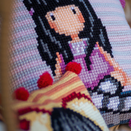 DIY Cross stitch cushion kit Gorjuss The words