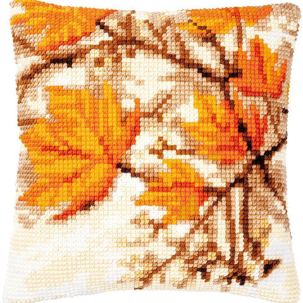 DIY Cross stitch cushion kit Autumn leaves