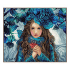 DIY Counted cross stitch kit Blue Flowers Girl 38 x 32 cm / 15.2
