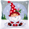 DIY Cross stitch cushion kit Christmas gnome in snow