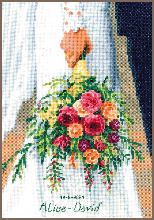DIY Counted cross stitch kit Bridal bouquet 21 x 29 cm / 8.4