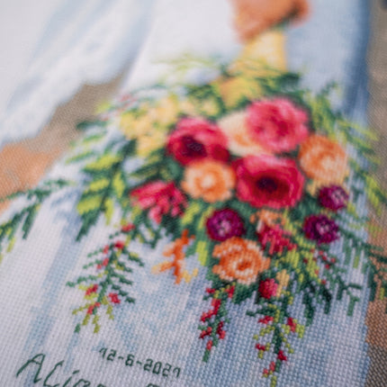 DIY Counted cross stitch kit Bridal bouquet 21 x 29 cm / 8.4" x 11.6"