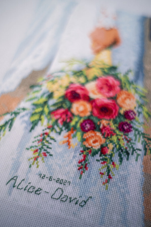 DIY Counted cross stitch kit Bridal bouquet 21 x 29 cm / 8.4