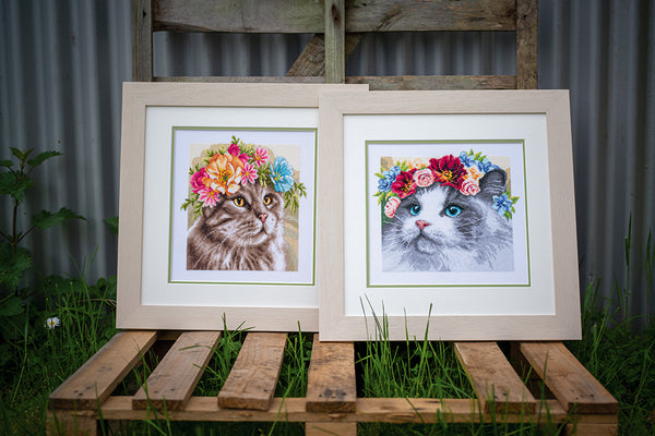 DIY Counted cross stitch kit Flower crown Ragdoll