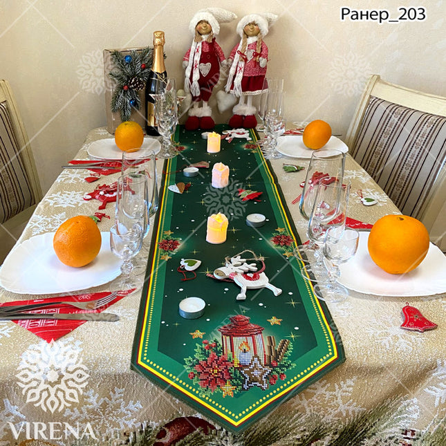 DIY Table Runner kit "Christmas", Bead Embroidery Kit, Handmade table runner