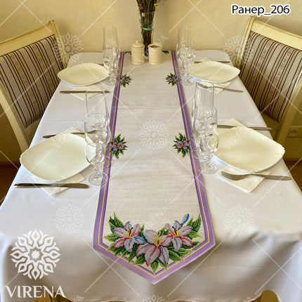 DIY Table Runner kit "Lilies", Bead Embroidery Kit, Handmade table runner