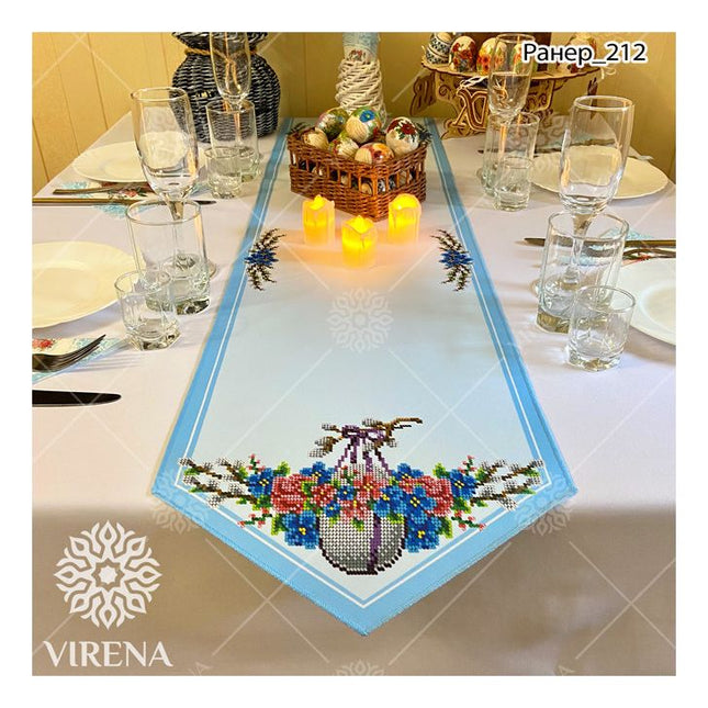 DIY Table Runner kit "Easter egg with flowers", Bead Embroidery Kit, Handmade table runner