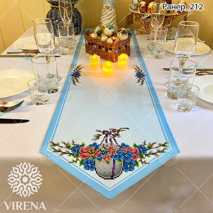 DIY Table Runner kit "Easter egg with flowers", Bead Embroidery Kit, Handmade table runner