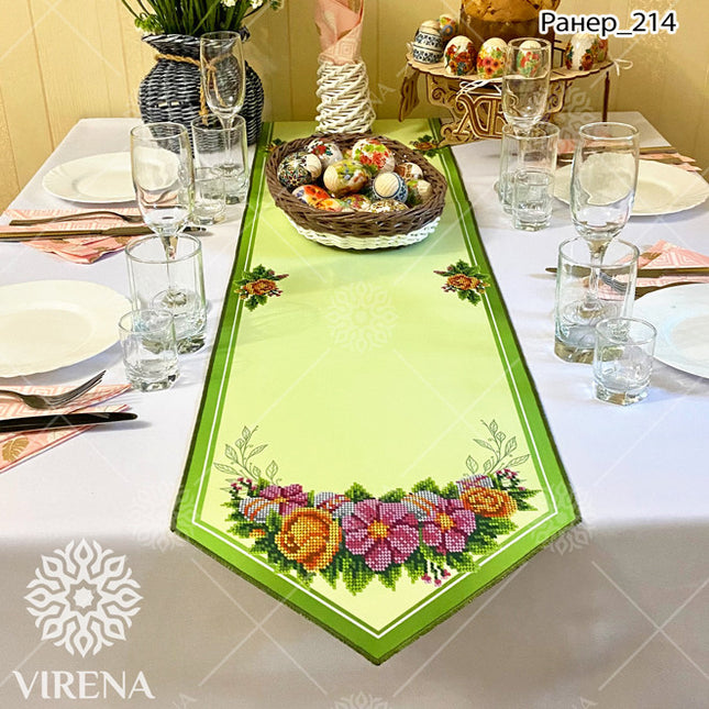 DIY Table Runner kit "Beautiful flowers", Bead Embroidery Kit, Handmade table runner