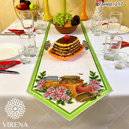 DIY Table Runner kit "Jam and honey", Bead Embroidery Kit, Handmade table runner