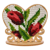 DIY Beaded embroidery on wood kit "Heart with flowers"