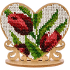 DIY Beaded embroidery on wood kit "Heart with flowers"