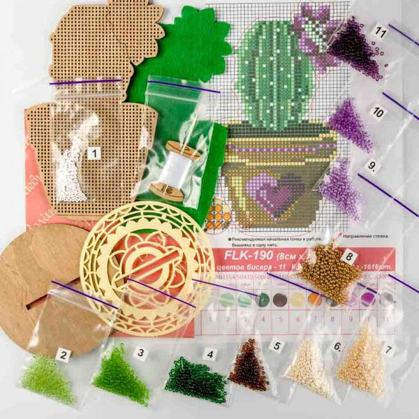 DIY Bead embroidery kit on wood 