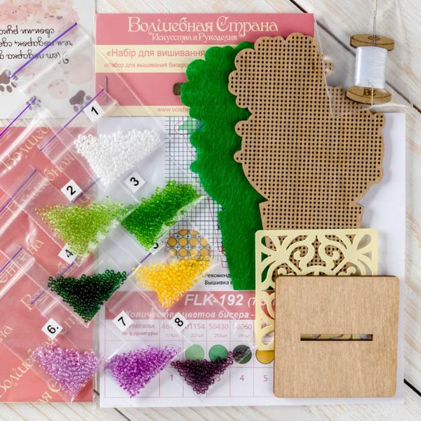 DIY Bead embroidery kit on wood 