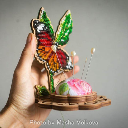 DIY needle cushion kit, needle minder "Beautiful butterfly"
