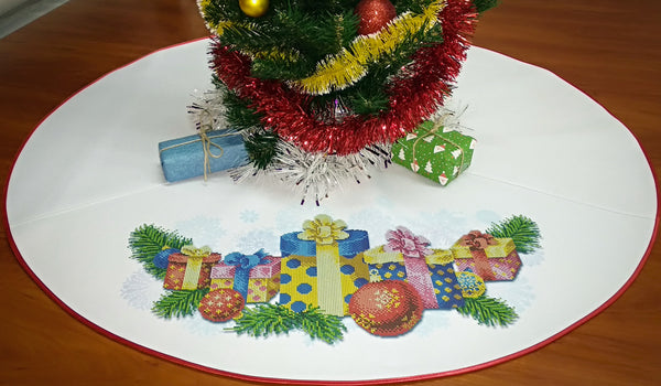 Christmas tree skirt for beadwork, DIY Christmas tree decor, bead embroidery kit,  Christmas gift