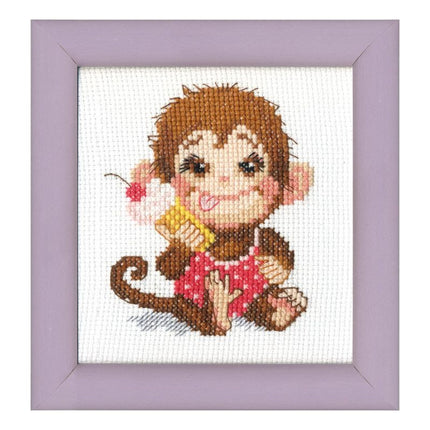 Counted Cross Stitch Kit "Gourmand monkey"
