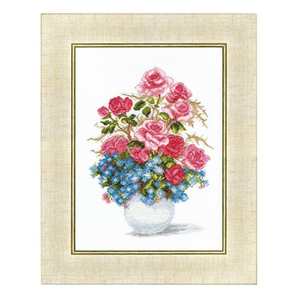 Counted Cross Stitch Kit "Roses and forget-me-not"