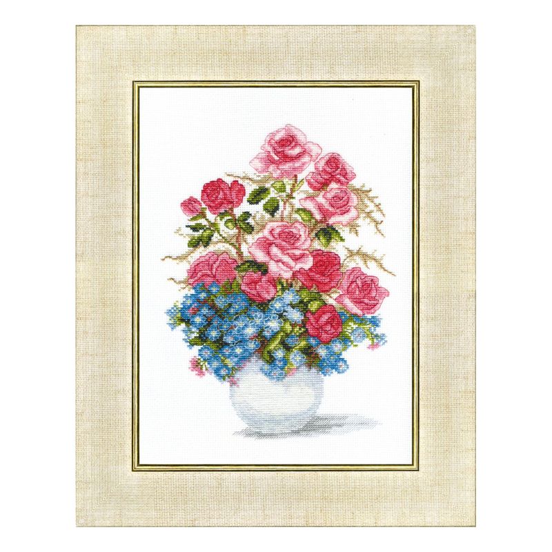 Counted Cross Stitch Kit "Roses and forget-me-not"