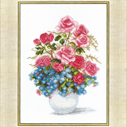Counted Cross Stitch Kit "Roses and forget-me-not"