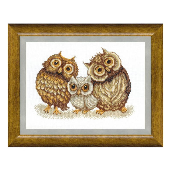 Counted Cross Stitch Kit "Family of owls"