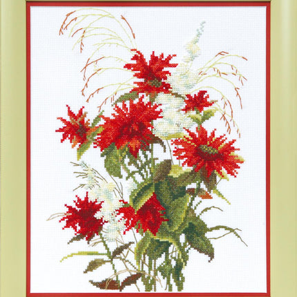 Mixed technique stitch kit "Red rue"