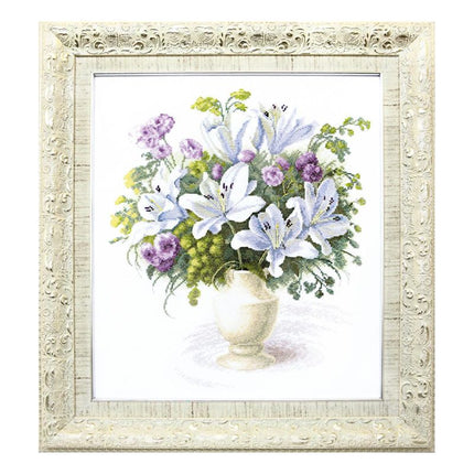 Counted Cross Stitch Kit "Bouquet with white lilies"