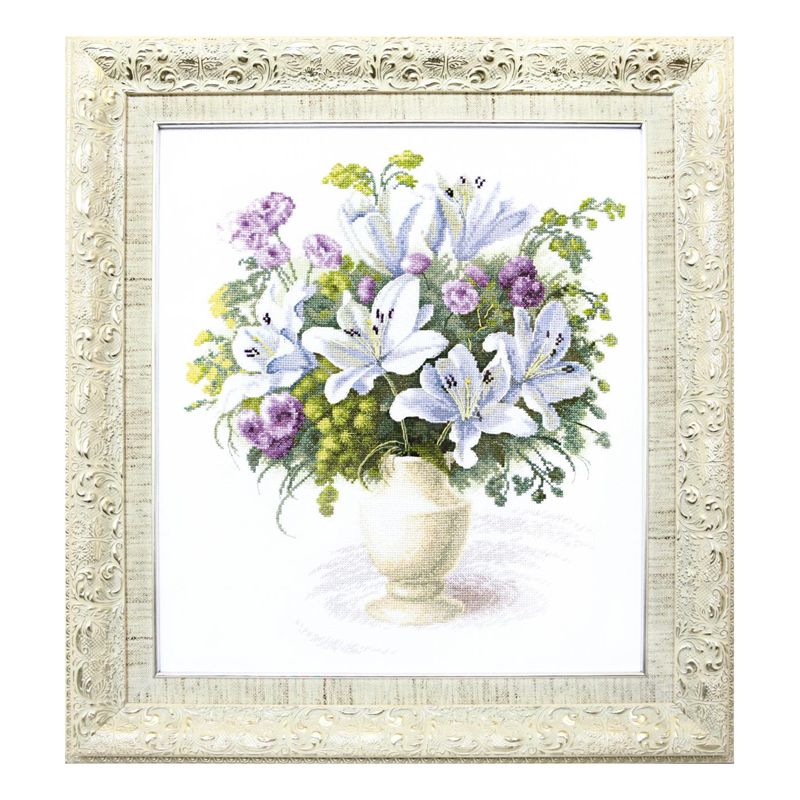 Counted Cross Stitch Kit "Bouquet with white lilies"