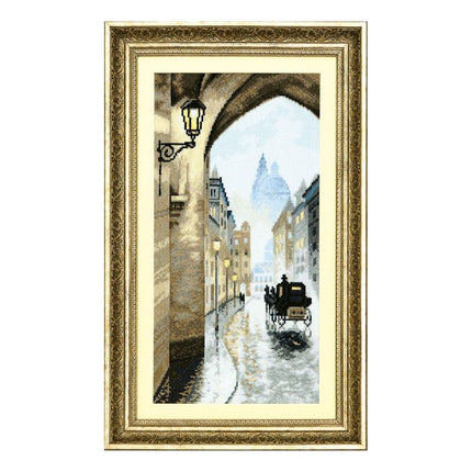Counted Cross Stitch Kit "Old city washed by the rain"