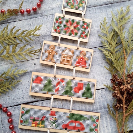 DIY Cross stitch kit on wood "Christmas Tree" 7.9 in / 20 cm